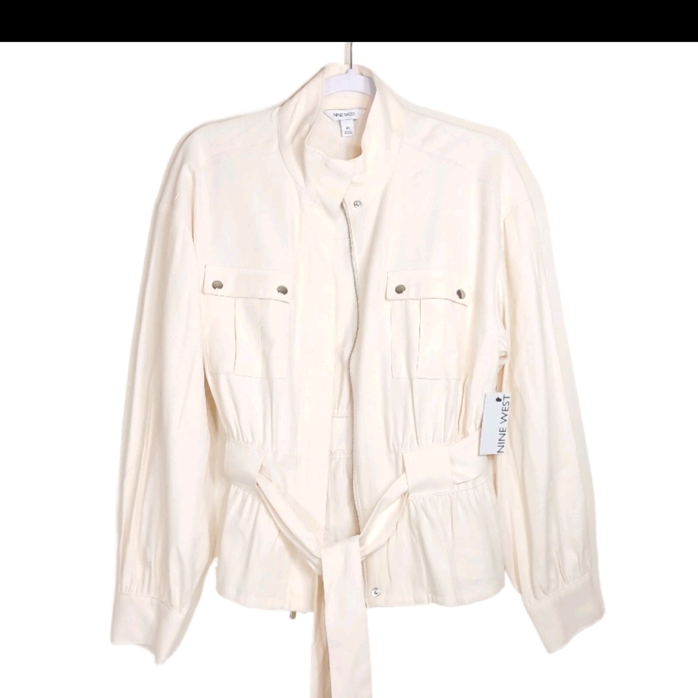 Nine West Ivory Tie-Waist Utility Jacket